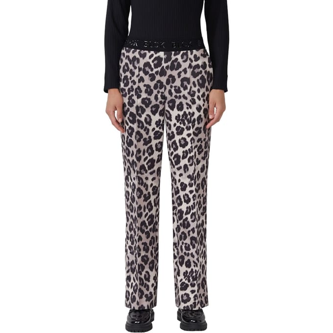 s.Oliver - female - Broek met wijde pijpen in scuba met elastische tailleband met logo