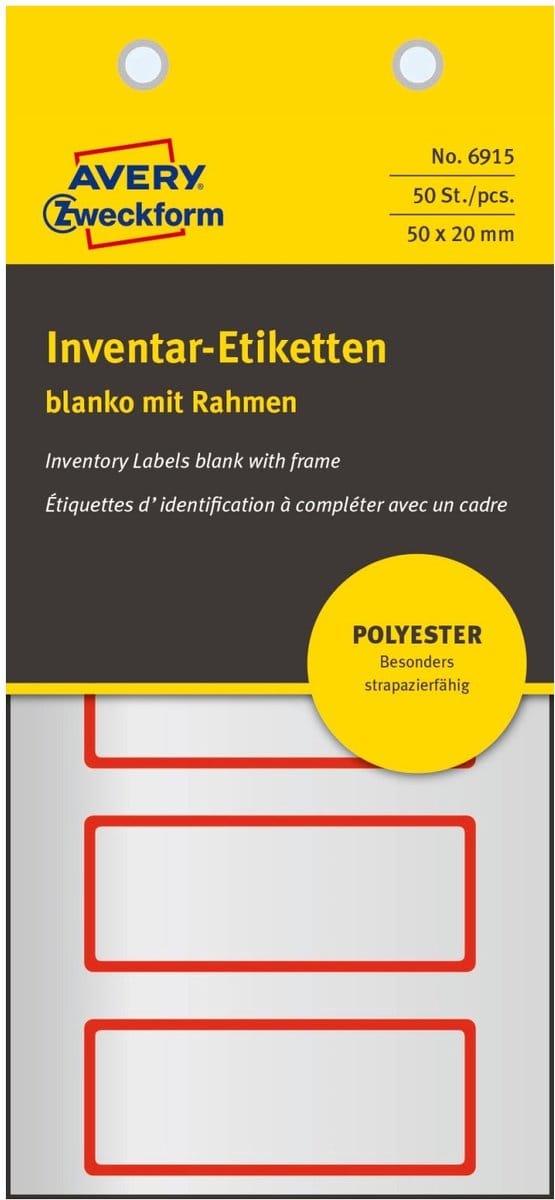 50x inventarislabels 50x20mm blanco rood