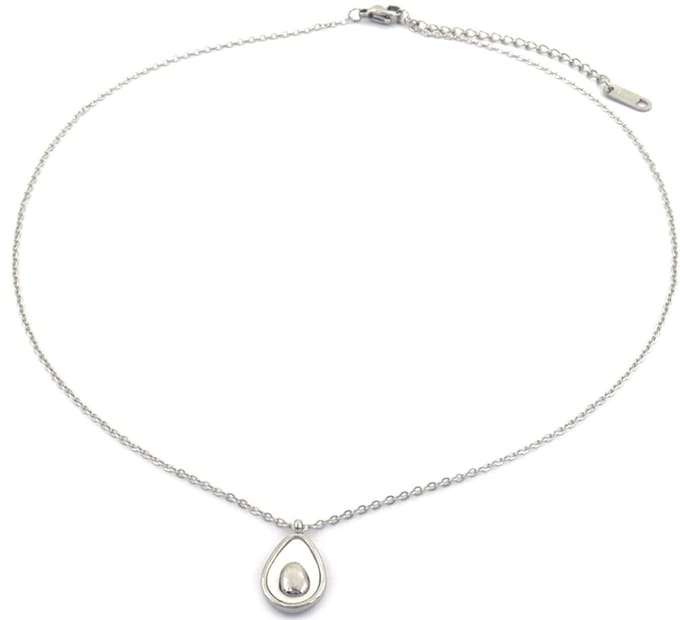 Ketting met Avocado - RVS - Lengte 39-44 cm - Zilverkleurig