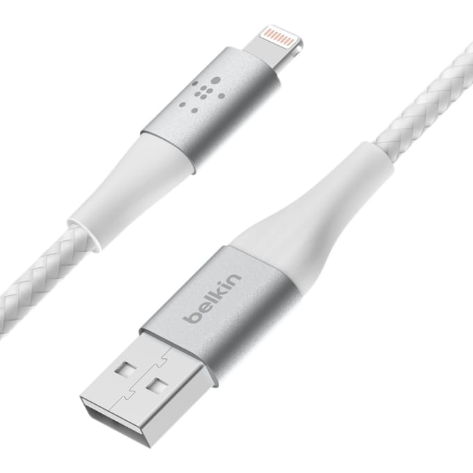 Belkin BOOST↑CHARGE Braided - USB-A naar Lightning Kabel - 2 Meter - 12W - Wit