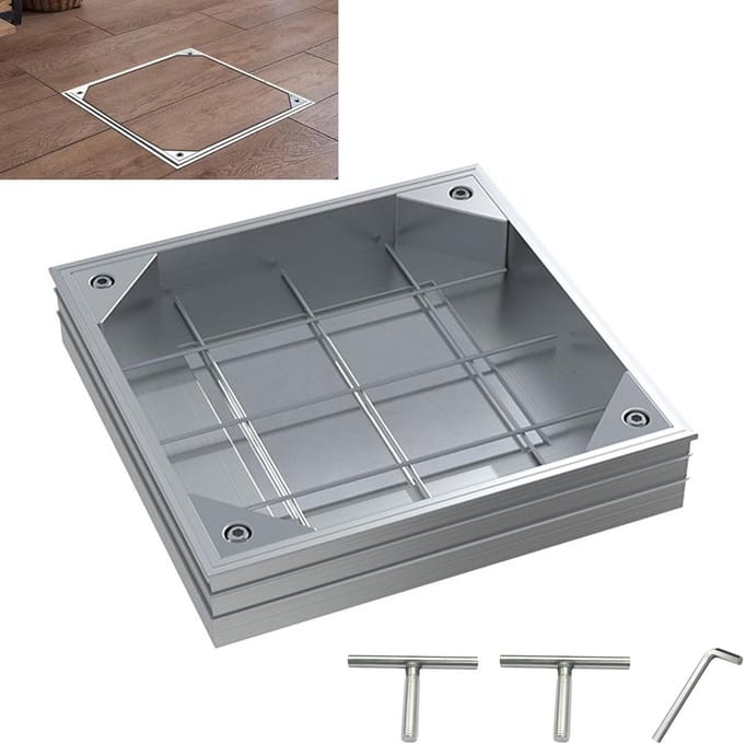 Cover 30 x 30 cm - Aluminium Alloy - Countersunk Lid - Frame - Invisible Inspection Cloth - Duct Grate