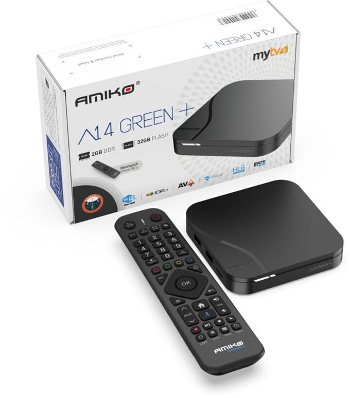 Amiko A14 Green+ 4K UHD Android Media Streaming Box