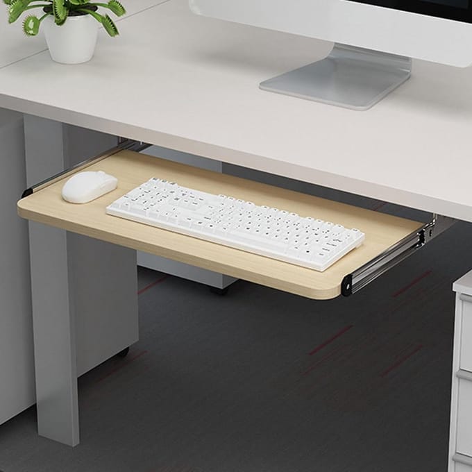 Onderbouw Lade - Bureau Plank - Ergonomisch Werken - Verstelbaar & Verbergbaar - 52/65/75 cm - Wit Zwart Eiken Kaki