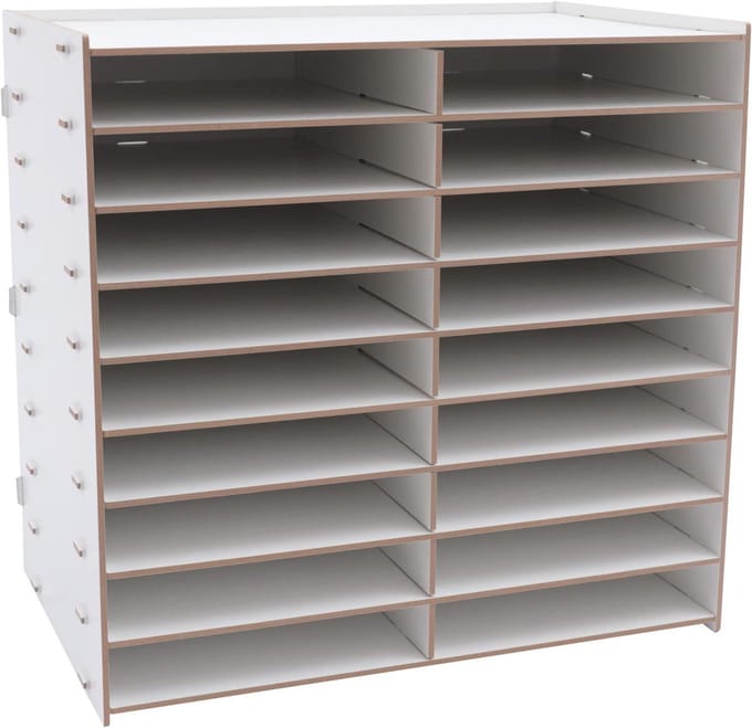 Bureau opbergvakken - Documentenhouder brievenbak - Bureau organiseren - 18 vakken - 518 x 33 x 49 cm - Wit
