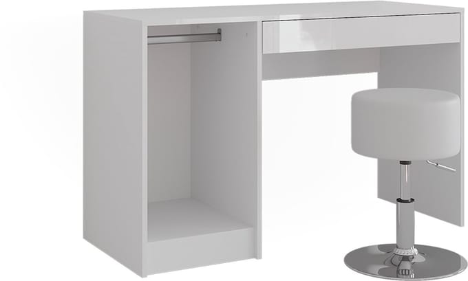 Vicco Sherry Kaptafel – 119.8 cm met kruk Wit/wit hoogglans