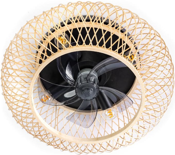 Norah Plafondventilator bamboo d:50cm + 3 light setting - Landelijk - ETH