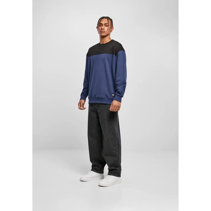 Urban Classics - Upper Block Crewneck sweater/trui - M - Blauw/Zwart
