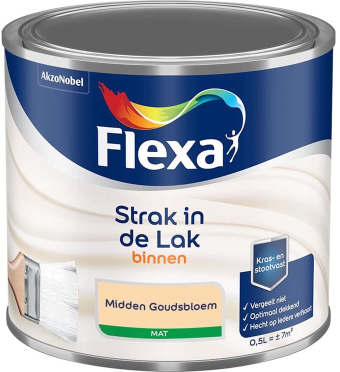 Flexa - Strak In De Lak Binnenlak Mat - Midden Goudsbloem - Mengverf - 500 Ml