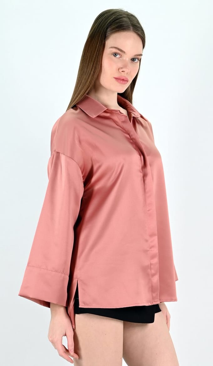 YesMooi - Satijnen Kimono Blouse - Roze - S (36)