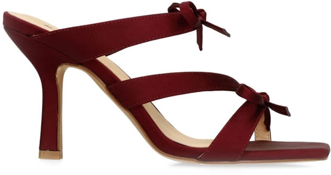 Sacha - Dames - Bordeaux rode sandalen met hak en strikjes - Maat 41