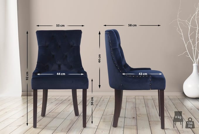 CLP Aberdeen Eetkamerstoel - Zonder armleuning - Hout - antiek/blauw
