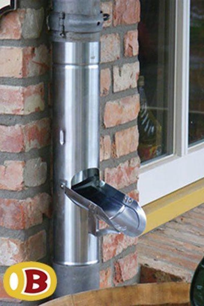 regenton vulautomaat/overloop zink met klep + bladvanger 80 mm