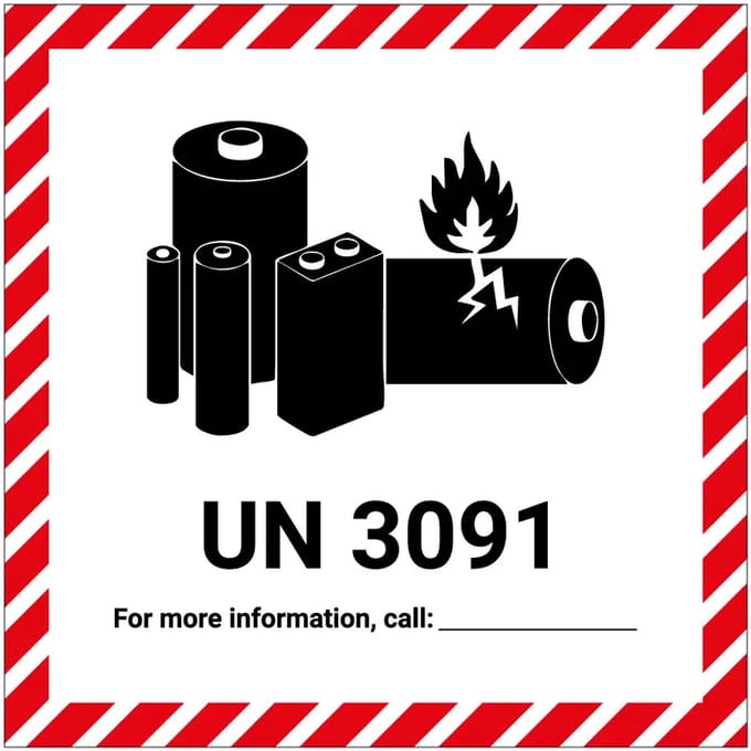 UN 3091 batterij sticker | 30 x 30 cm
