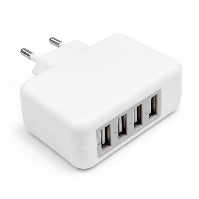 Gebra 4 Poorts USB Oplader 4.5A – Snellader met Smart IC – 4x USB Charger – Universele Adapter 220V – Wit