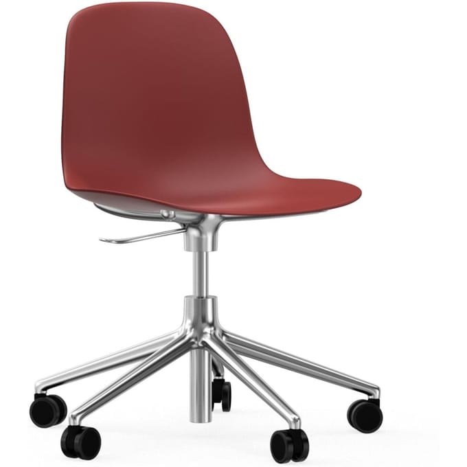 Normann Copenhagen - Form Draaistoel met wielen - rood - aluminium