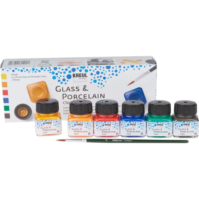 Creotime Verf 6 Stuks 20 Ml Glas- & Porselein Multicolor Clear