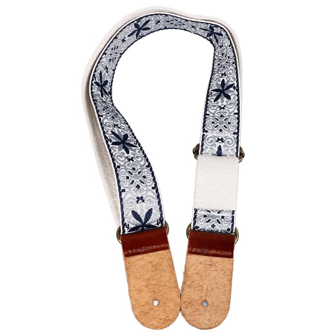 Geborduurde Ukulele Riem Etnische Stijl Verstelbare Lengte Nylon Leer Comfortabele Pasvorm Ukulele gray