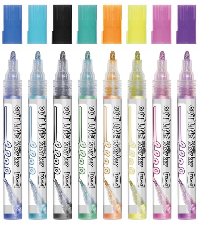 OUTLINE Markers Zilver Metallic Contour 8 Stuks