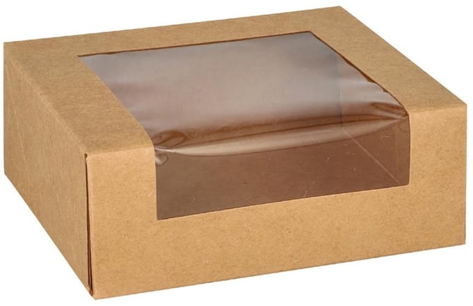 25 Sushi schalen, karton hoekig 4,5 cm x 19,5 cm x 7 cm bruin