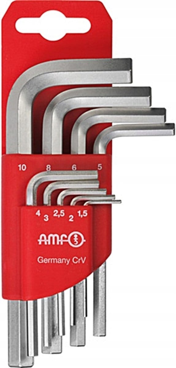 9-delige Inbussleutelset 1,5-10mm Kort Nikkel AMF