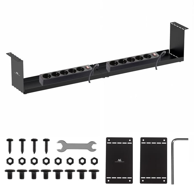 Maclean - Compacte kabelgoot voor onder het bureau, max. belasting 5kg, zwart, MC-107 B