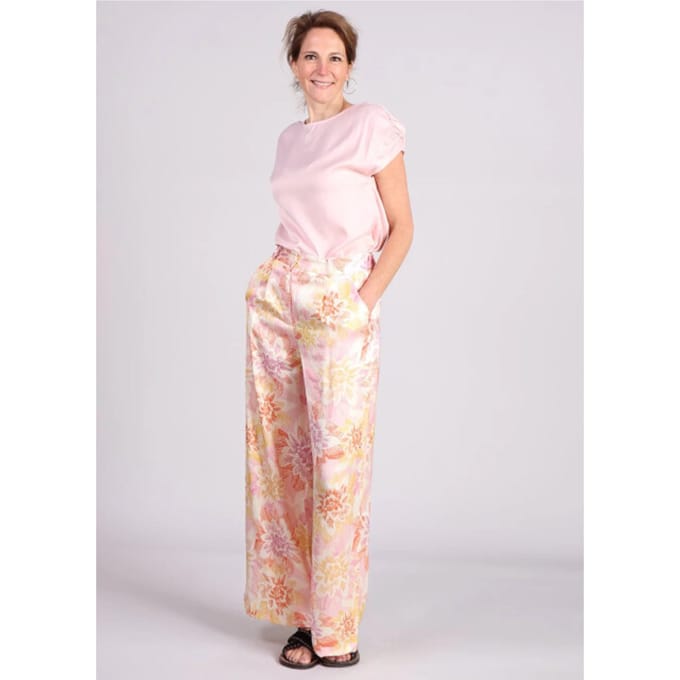 FRNCH Philo pantalon bloemenprint satijn roze