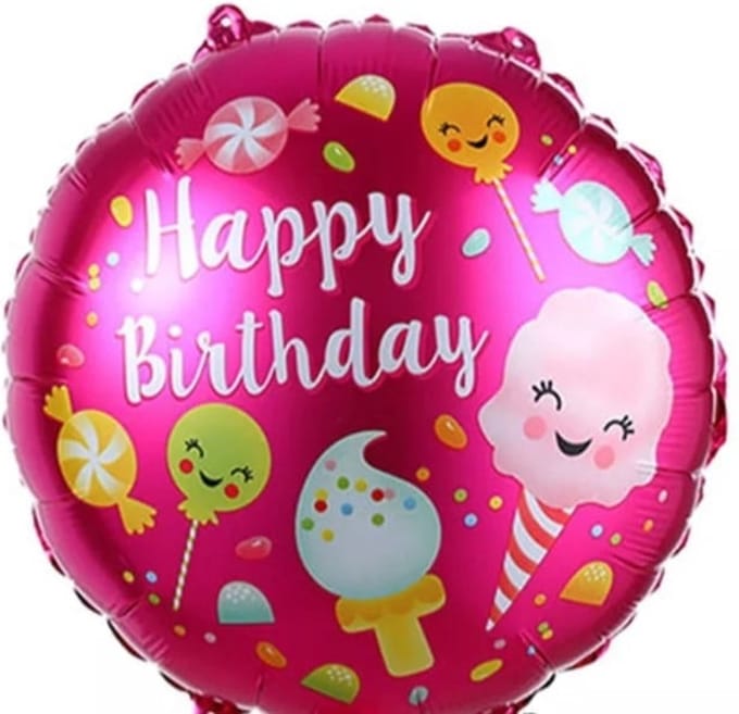 Folieballon happy birthday candy roze 45 cm