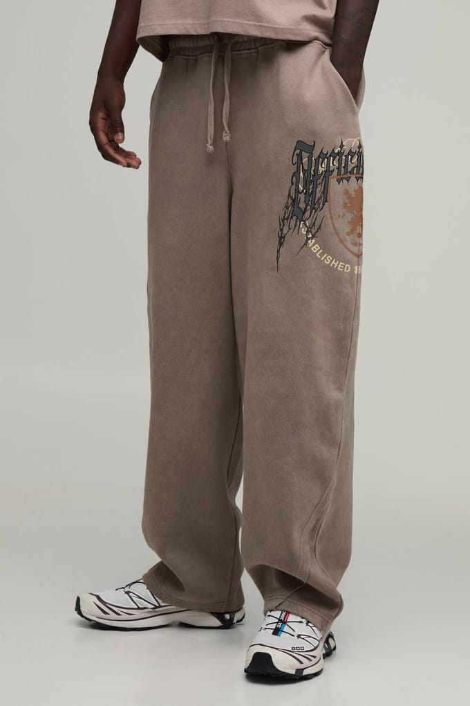 Balloon Fit Gewassen Gothic Naaddetail Jogger | Taupe | Size Medium