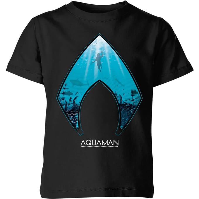 Aquaman Deep kinder t-shirt - Zwart - 122/128 (7-8 jaar)
