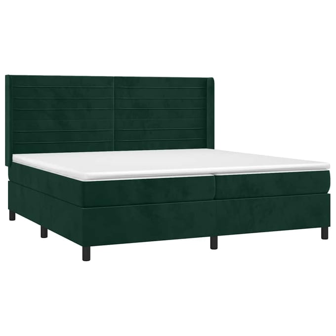 vidaXL - Boxspring - met - matras - fluweel - donkergroen - 200x200 - cm