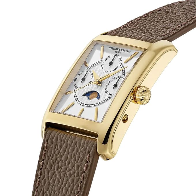 Frédérique Constant Classics Carrée Moonphase FC-265S4C5 Horloge - Leer - Bruin - Ø 36 mm
