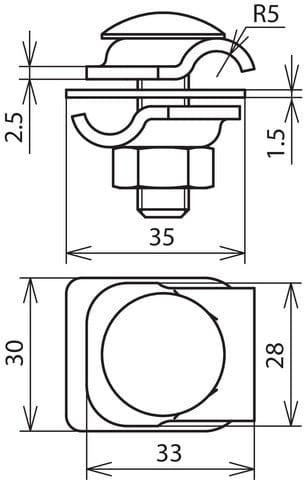 Dehn MMV klem met spantkopschroef en moer Cu-St TZN RD 6-8mm - 390267