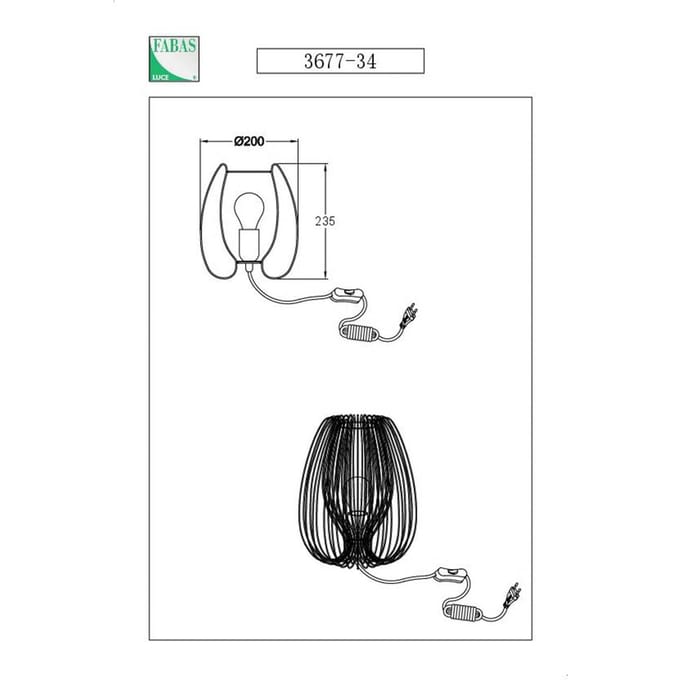 Fabas Luce Camp tafellamp, zwart, draadmand, Ø 20 cm