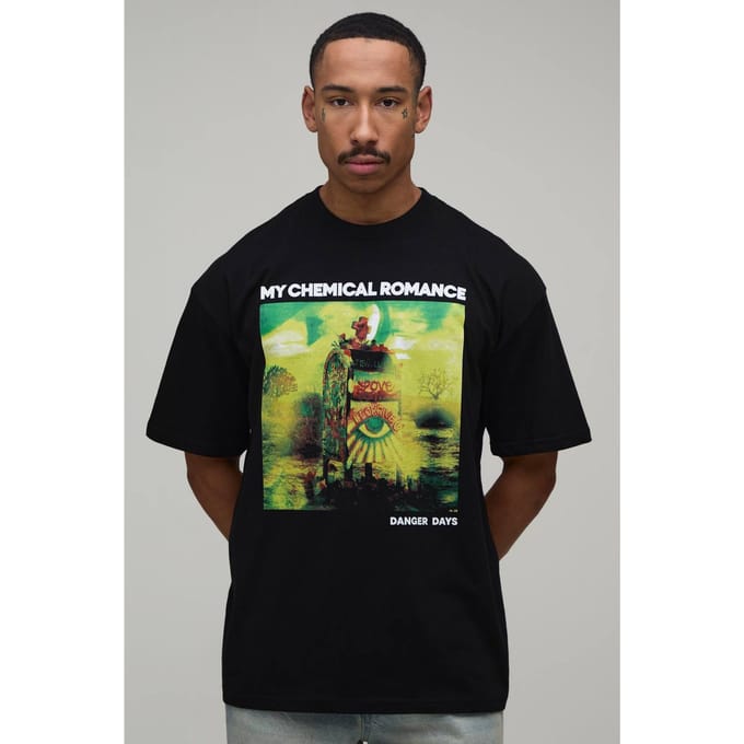 Oversized My Chemical Romance Licentie Print T-shirt | Black | Size Medium