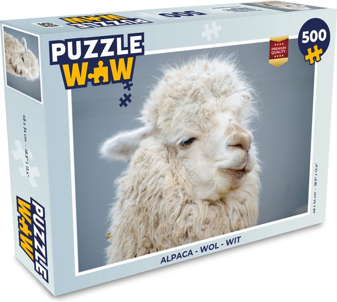 Puzzel Alpaca - Wol - Wit - Legpuzzel - Puzzel 500 stukjes