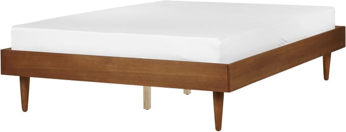 TOUCY - Tweepersoonsbed - Lichtbruin - 140 x 200 cm - Rubberhout