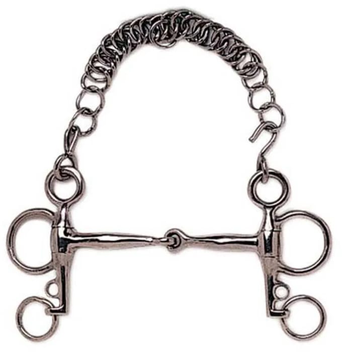 Sefton Kort Pelham Stangbit Met Enkel Gebroken Mondstuk Zilver 13.5 cm