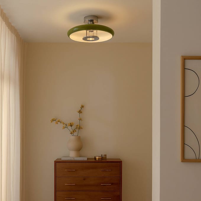 Lindby - plafondlamp - 1licht - metaal - H: 16 cm - E27 - groen