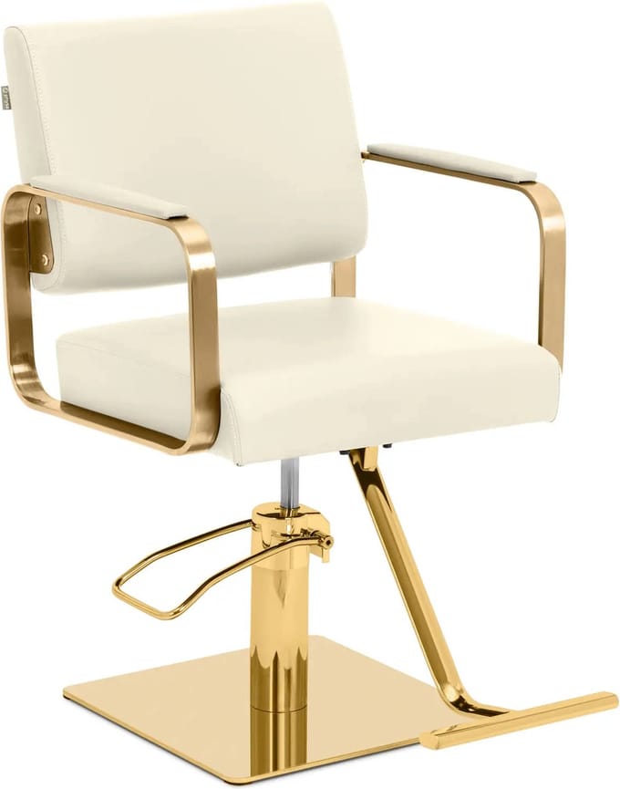 physa Kappersstoel met voetsteun - 50 - 66 cm - 200 kg - Creme/goud 10040887
