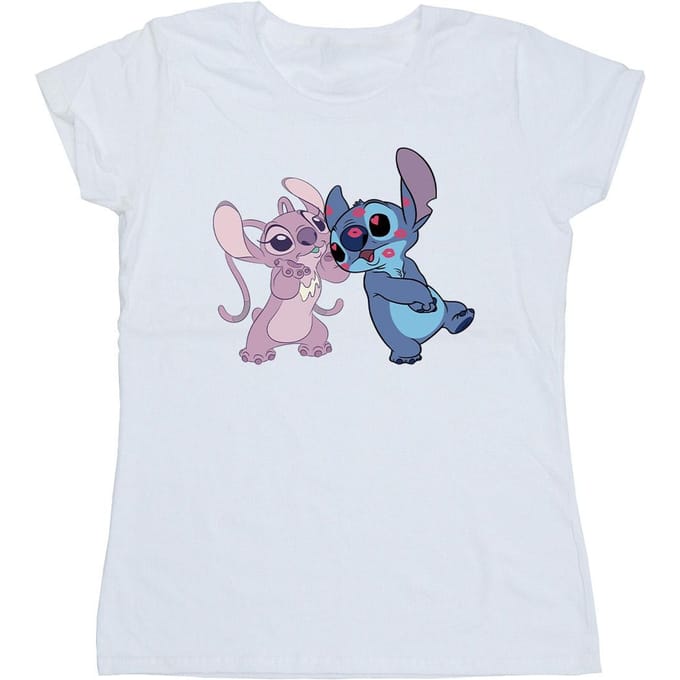 Disney Dames/Dames Lilo & Stitch Kusjes Katoenen T-Shirt (Wit)