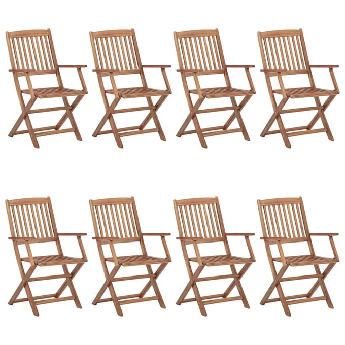 vidaXL - Opklapbare - stoelen, - 8 - stuks, - van - massief - acaciahout