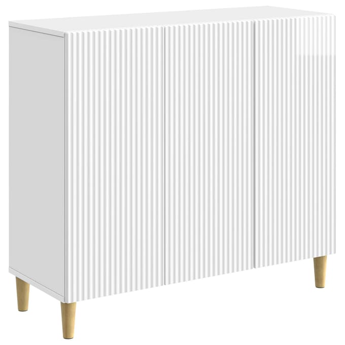 vidaXL - Dressoir - Hoogglans - Wit - 89 - x - 34,5 - x - 80 - cm - Bewerkt - hout
