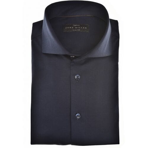 John Miller Overhemd Plain Jersey Cotton Stretch Navy / male