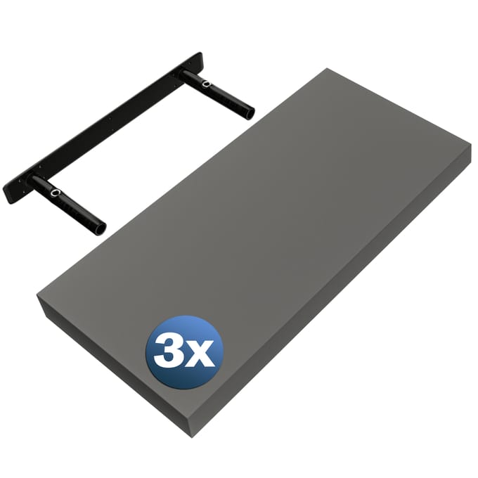 Wandplank Zwevend 3 Stuks Grijs MDF 50x23x3,8cm