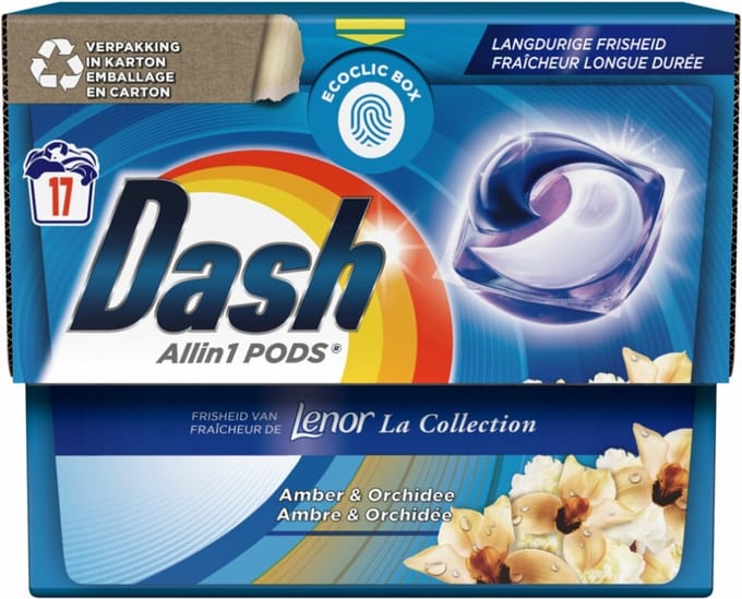 Dash All in 1 Pods Lenor Amber & Orchidee - 17 Wasbeurten