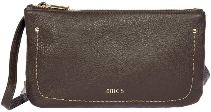 BRIC'S Leren schoudertas Gondola Violetta Shoulderbag Ebony donkerbruin