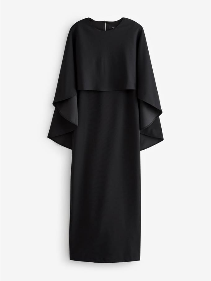 Next - Dames - Lange jurk met cape - Zwart
