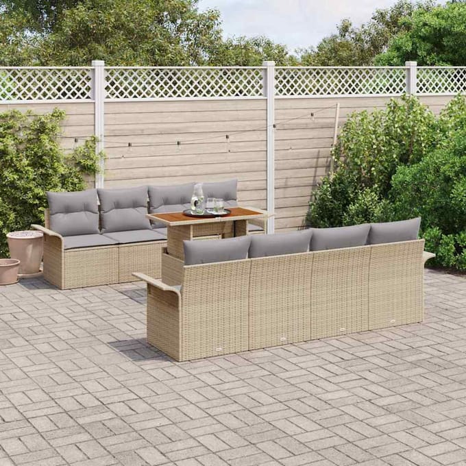 vidaXL - Tuinbank - Set - 7 - st - Beige - en - Lichtgrijs - 100 - x - 55 - x - 73 - cm