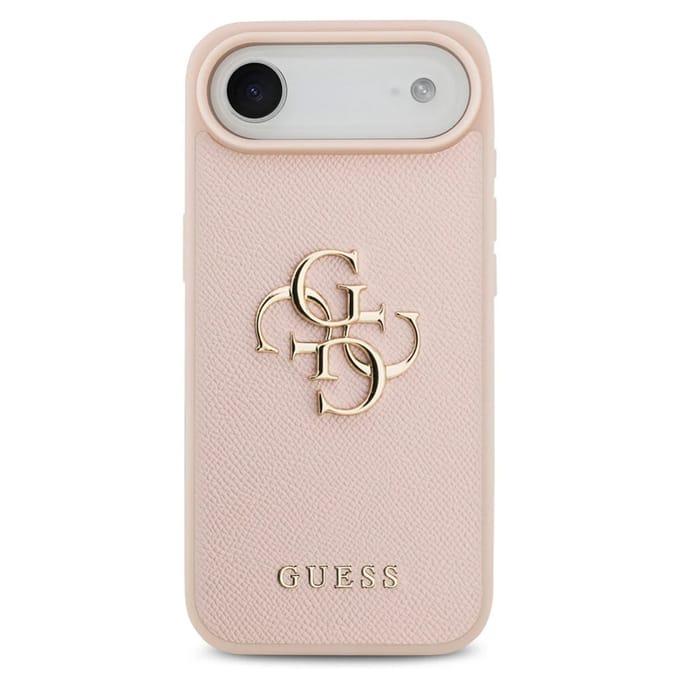 Guess Back Cover - iPhone 17 Air - Roze - Reliëfleerlook - Verhoogde Randen