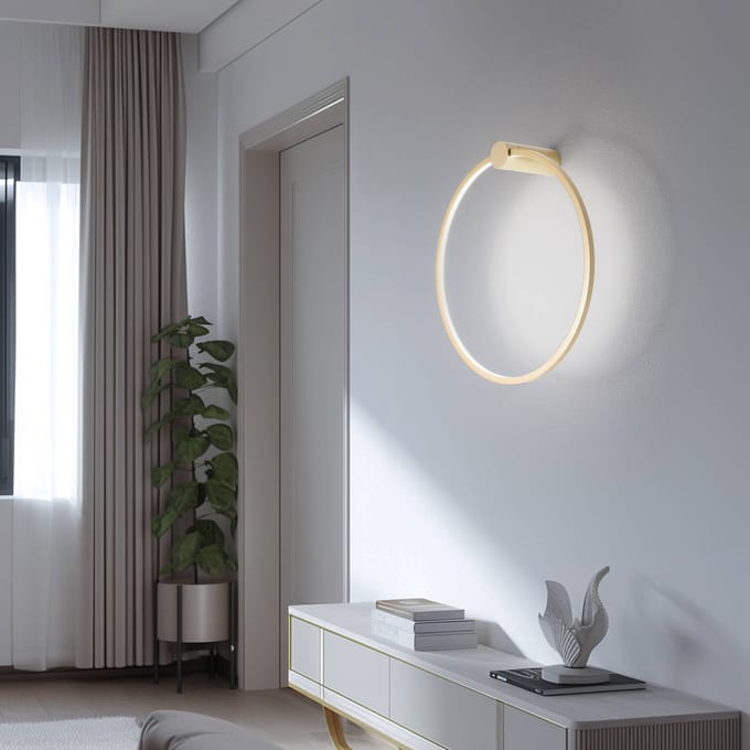 Milagro Lighting LED wandlamp Saturno, goud, Ø 50 cm, metaal, 4.000 K